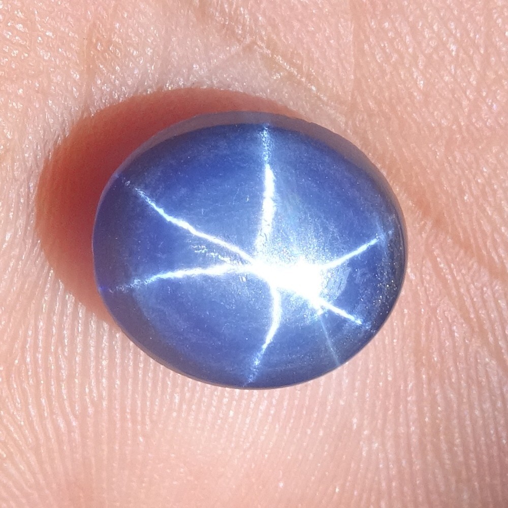 Rare 8.30CT 10X14X5mm Natural Six Rays Blue Star Sapphire Oval Cabochon Gemstone
