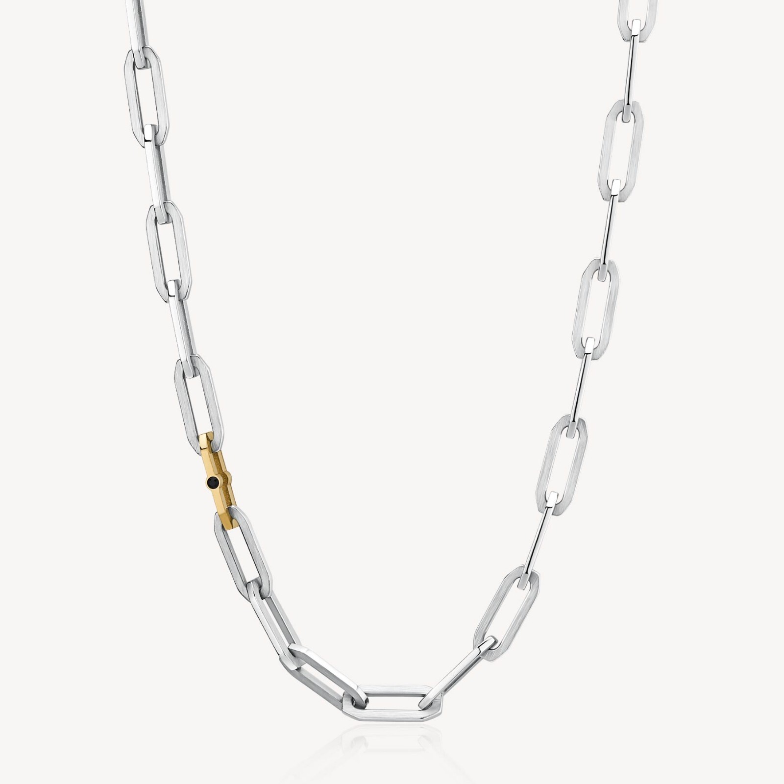 Stainless Steel chain with 14K gold pvd coating jet color crystals BBU01