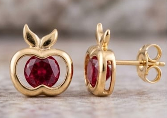 4ct Round Simulated Red Garnet Silver Halloween Stud Earrings Rose Gold Plated