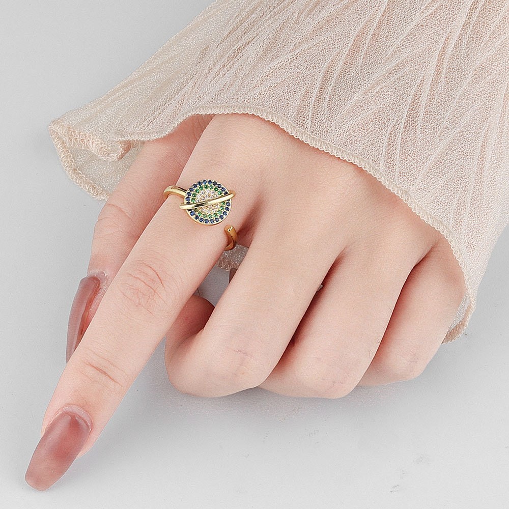 Planet Saturn Star Fidget Spinner Ring in 925 Sterling Silver