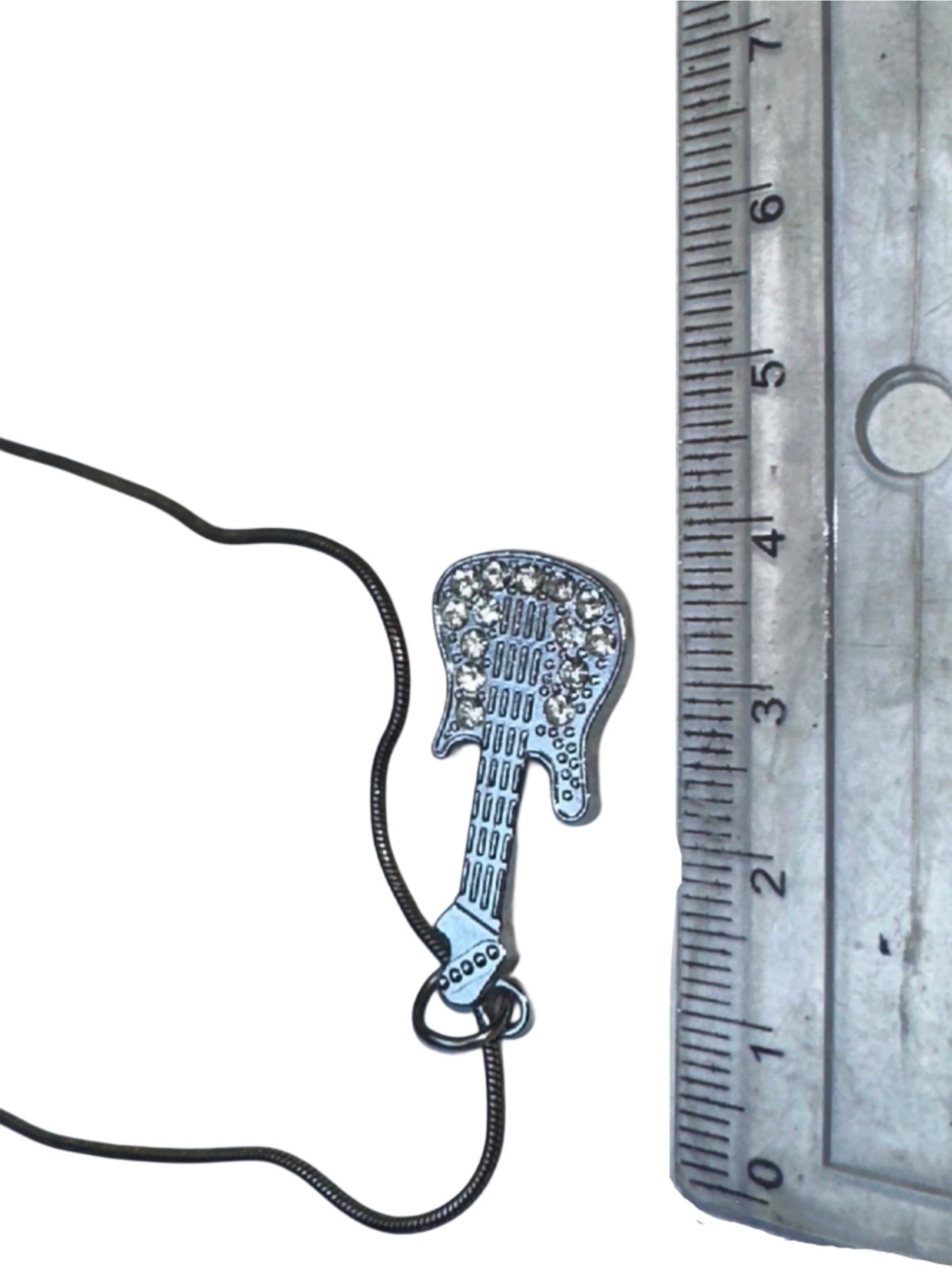 Sparkly Crystal Electric Guitar Pendant Necklace Stainless Steel Music Rock Gift