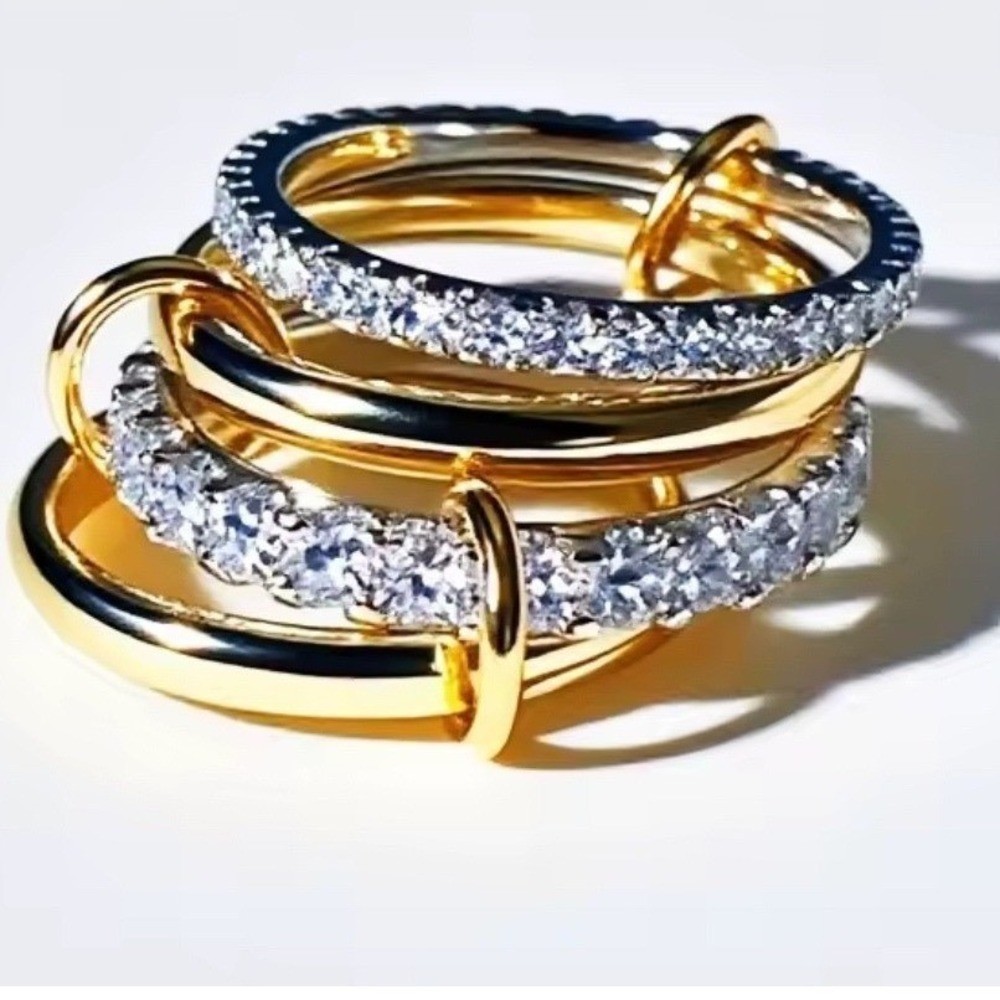 Stackable Mixed Cubic Zirconia Pave Band Ring 14k Tarnish resistant size 6