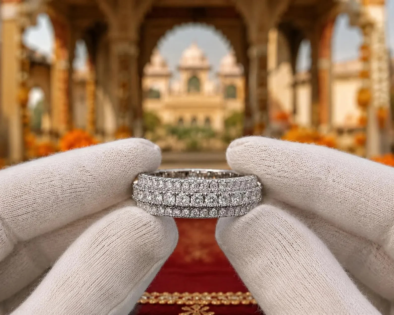 4.00 Carat Round Natural Diamond Three Row: Wedding Eternity Band 18K White Gold