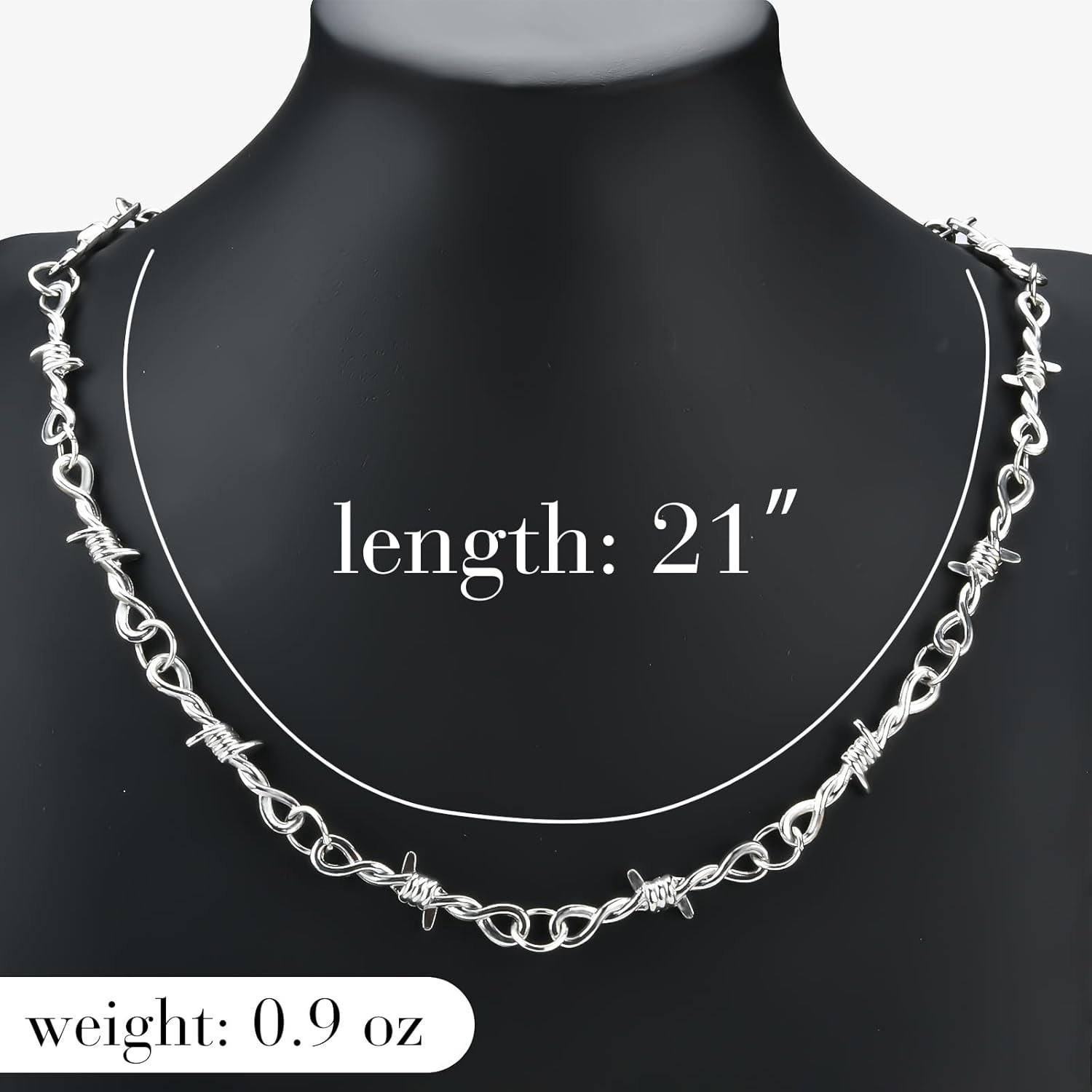 Punk Gothic Barbed Wire Chain Necklace Bracelet – Silver Jewel for Men & Women