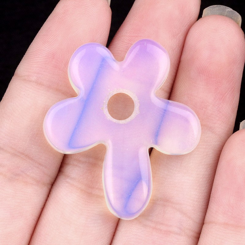 10pcs Artificial opal Stone Hollow Flower Pendant DIY Jewelry Making 31x35mm