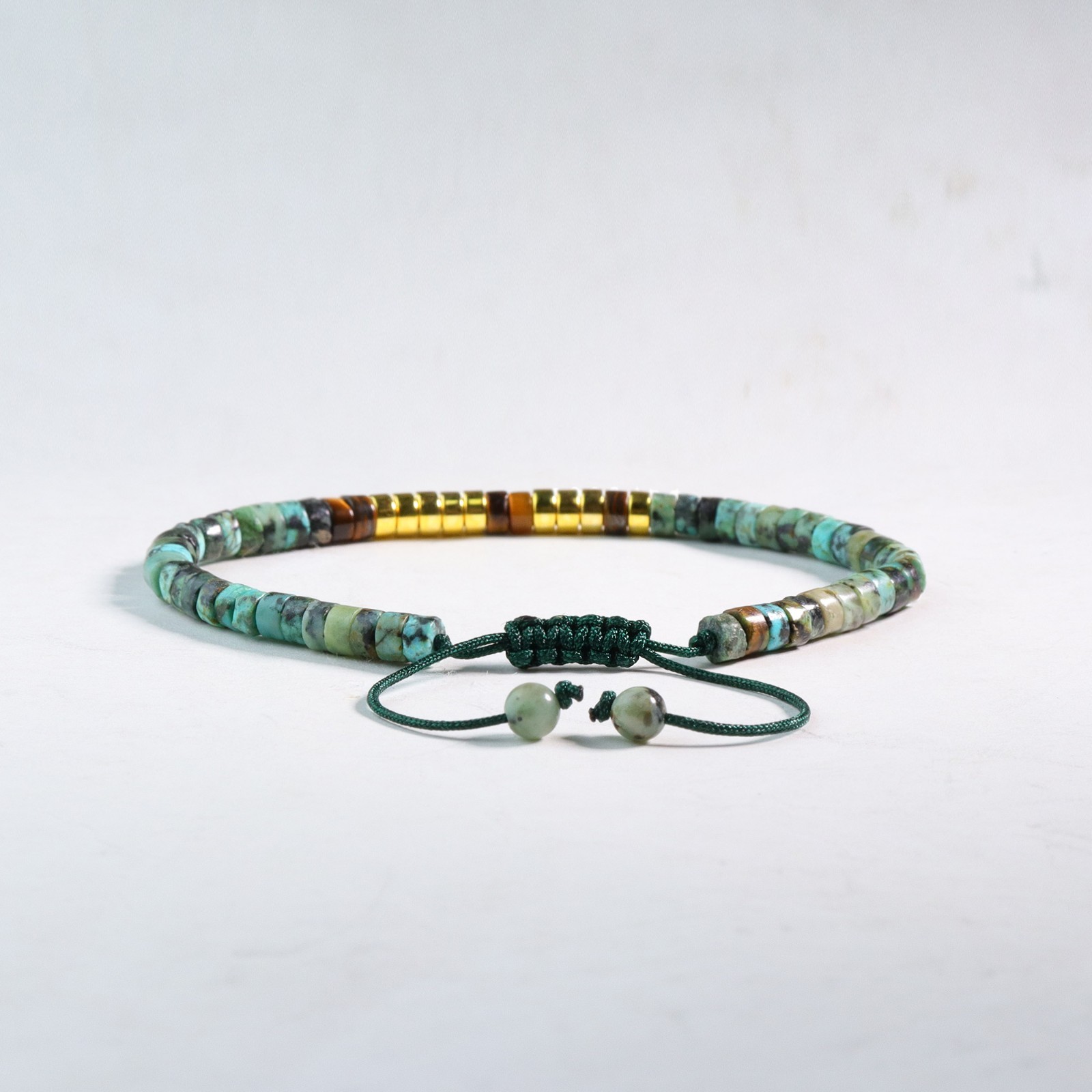 LET THEM Tiger Eye Turquoise Tube Stone Bracelet Morse Code Dainty Healing Gift