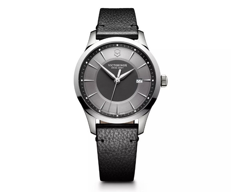 Victorinox Swiss Army Alliance Gray Dial Black Leather Strap Men’s Watch 241804