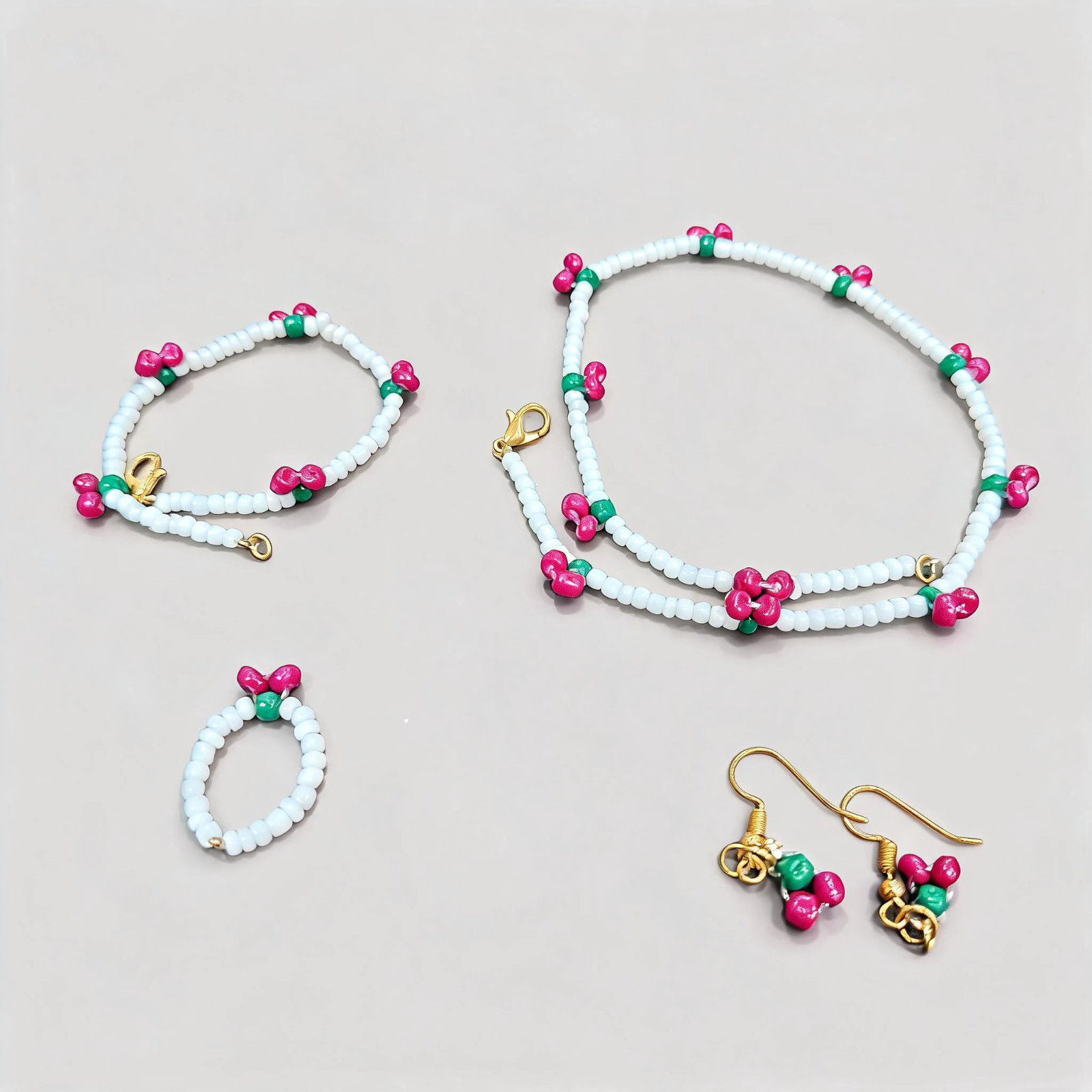 Handmade Cherry Beaded Necklace & Bracelet Set – Cute Aesthetic Gift for Her