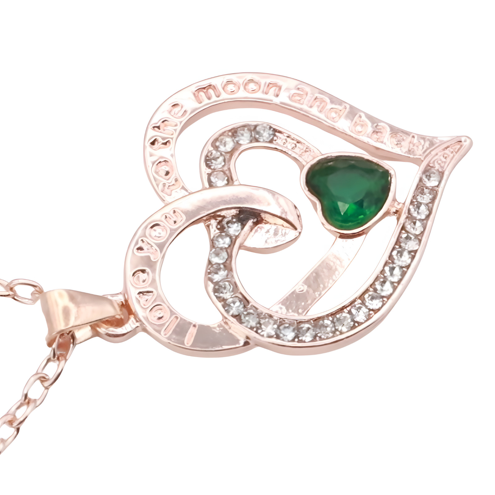 18K Gold Plated Zinc Alloy Chain Necklace with Crystal Rhinestones Green B306