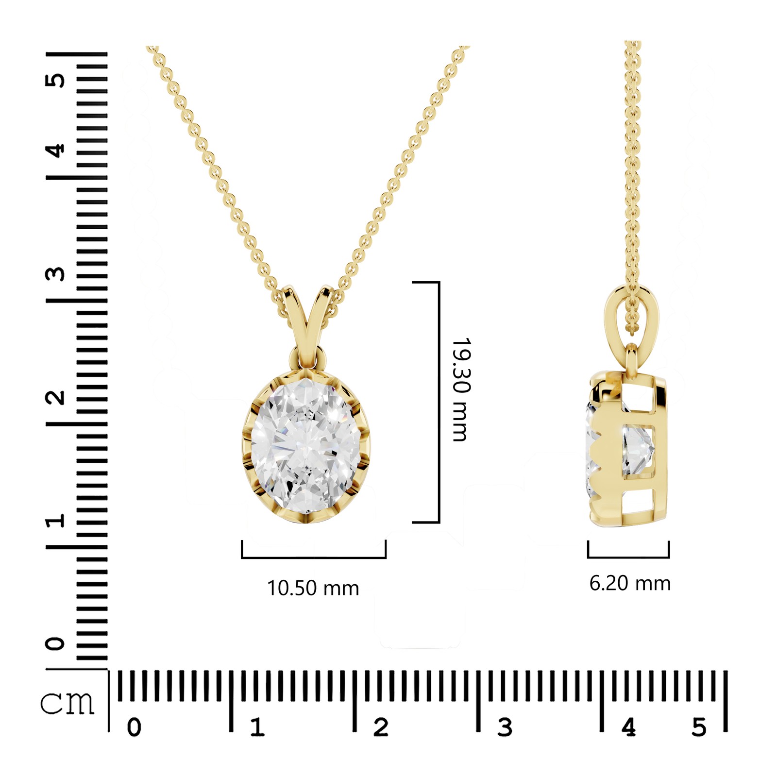 3.95Ct Solitaire Pendant Oval Cut Moissanite Necklace 14K Yellow Gold Plated 18″