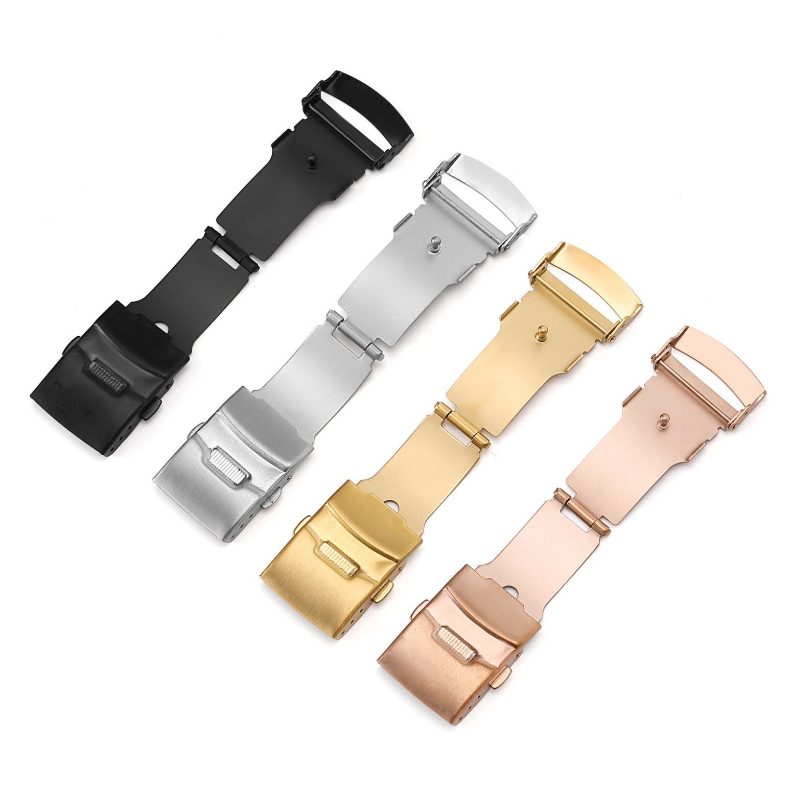 Metal Watch Buckle Double Click Button Stainless Steel Diving Deployment Clasp