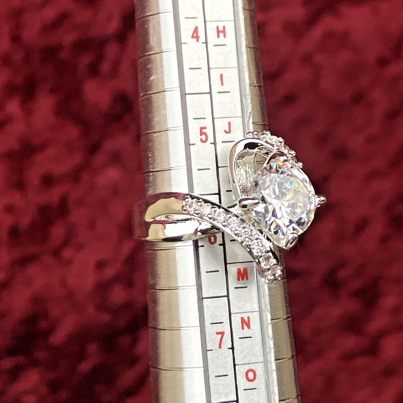Charter Club Crystal Stone Bypass Ring Fine Silver Plate SIZE 6 or 9 NIB