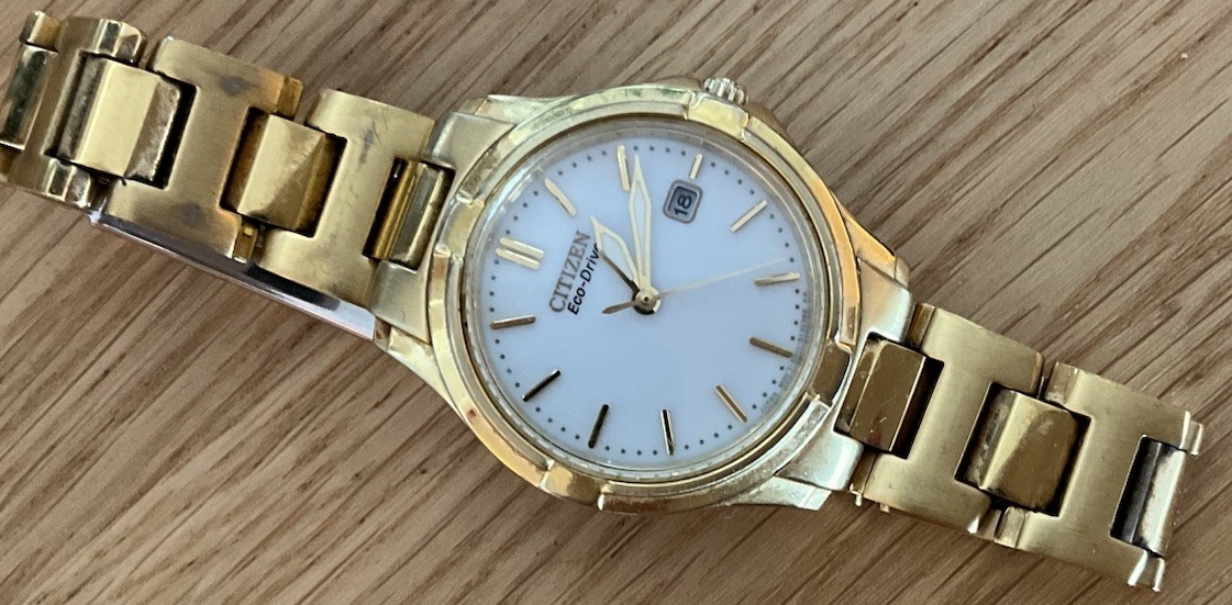 Citizen Eco-Drive EW1962-53A Women’s Silhouette Gold-Tone White Dial Watch