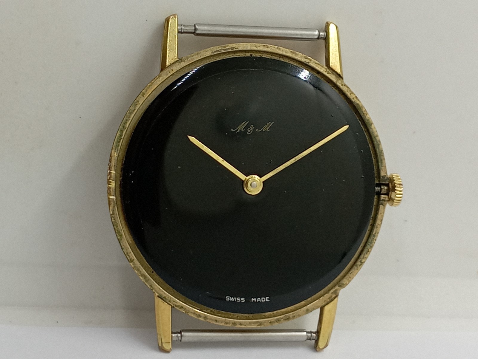 VTG Unique M&M Black Dial Gold Plated Cal. Peseux 7001 (ETA) 6mm. Thickness Work