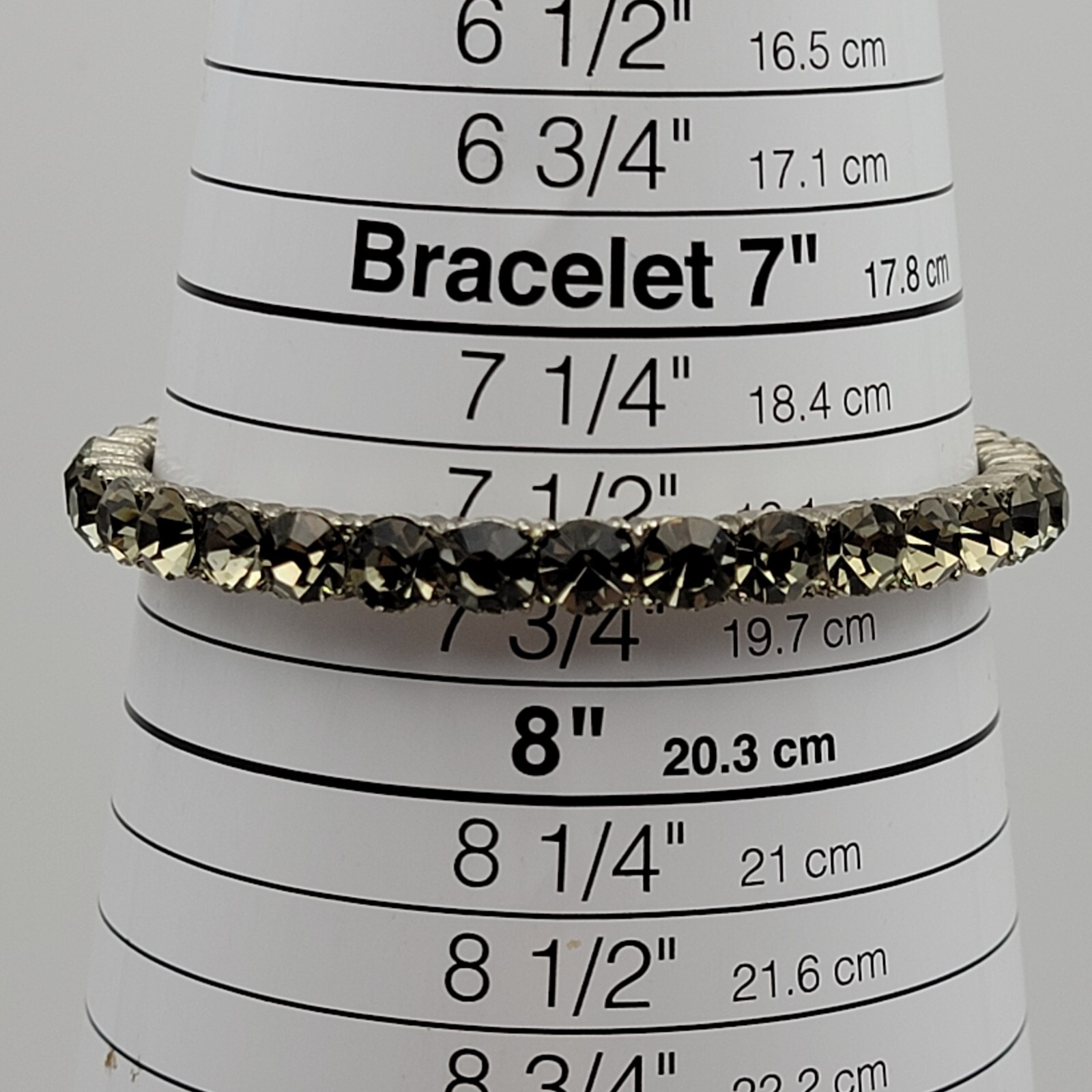 Vintage TARA Gray Rhinestones Bangle Bracelet Silver-Tone 7.5 Inch