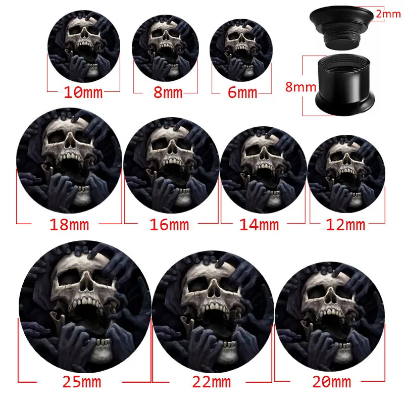 2PCS 1 Pair Skull Accent Acrylic Ear Stretchers Bold & Durable