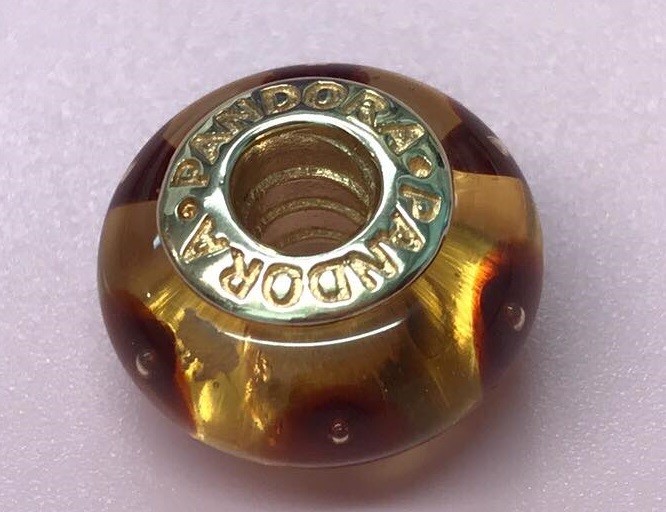 PANDORA | 14K GOLD BROWN MYSTIC MURANO CHARM ✪NEW✪ 750402 RARE RETIRED 585 ALE