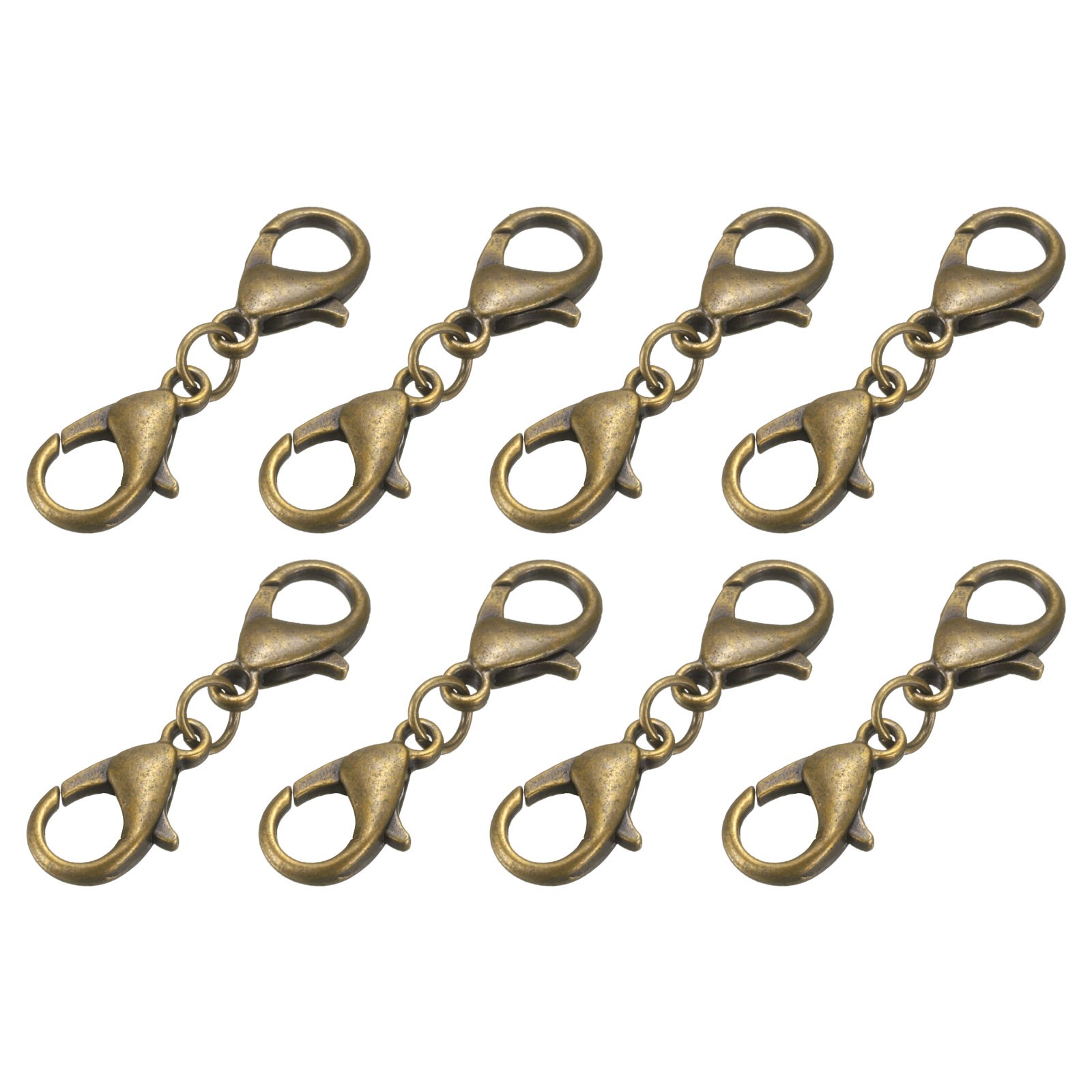 8Pcs Double Lobster Claw Clasps Bracelet Extender 30mm Bronze