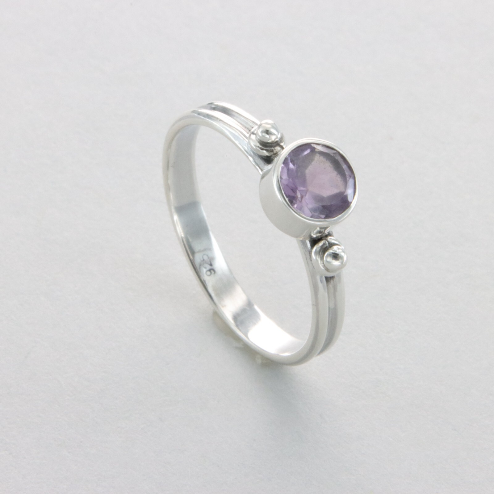 Natural and Round AMETHYST Ring – Multiple Sizes – 925 STERLING SILVER #111e