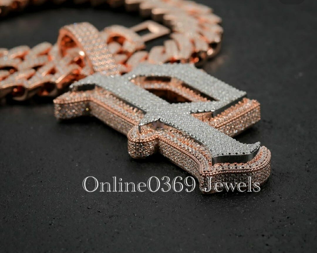 Men’s 3″ Big Customized Layered A to Z Block Letter Name Pendant in 925 Silver