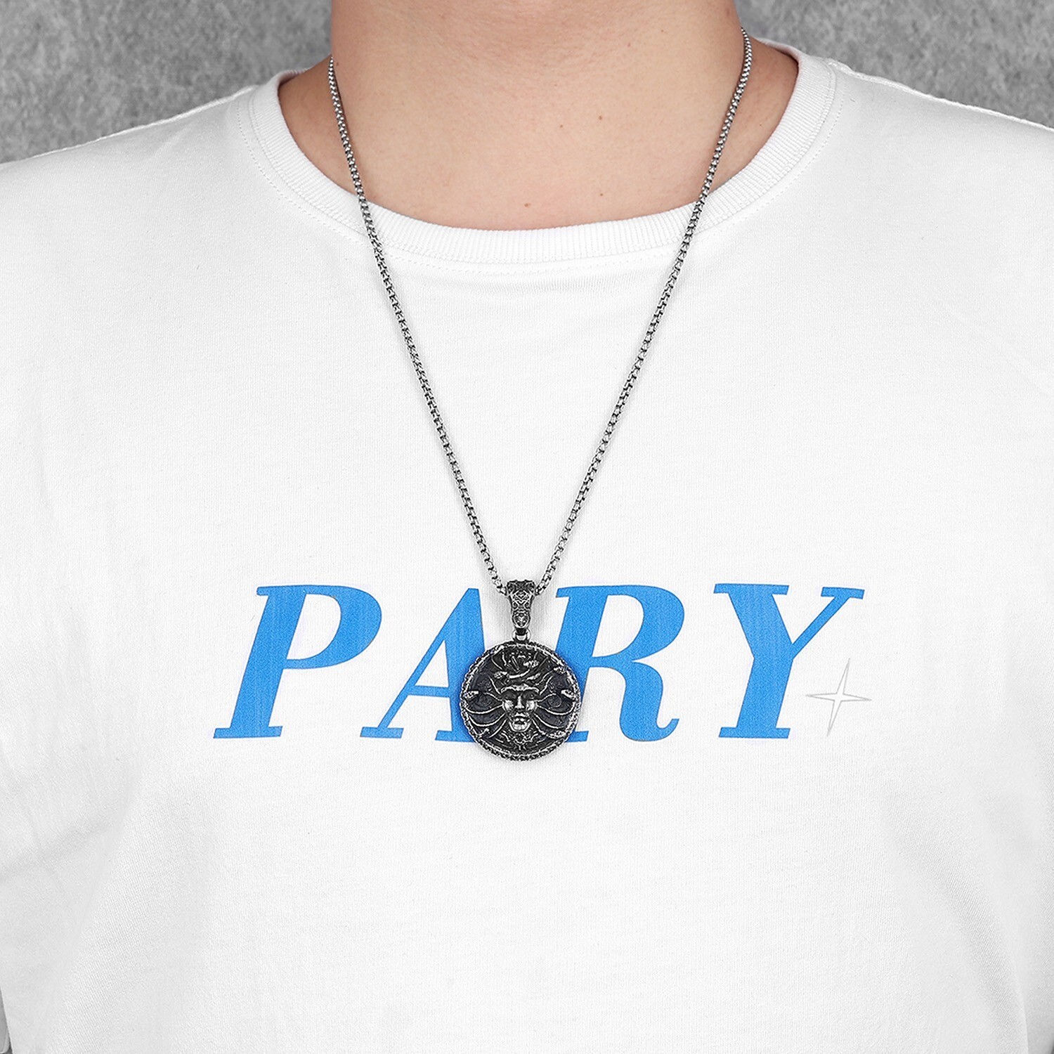 Angry Lion Face Men Necklace 316L Stainless Steel Animal Retro Relief Pendant