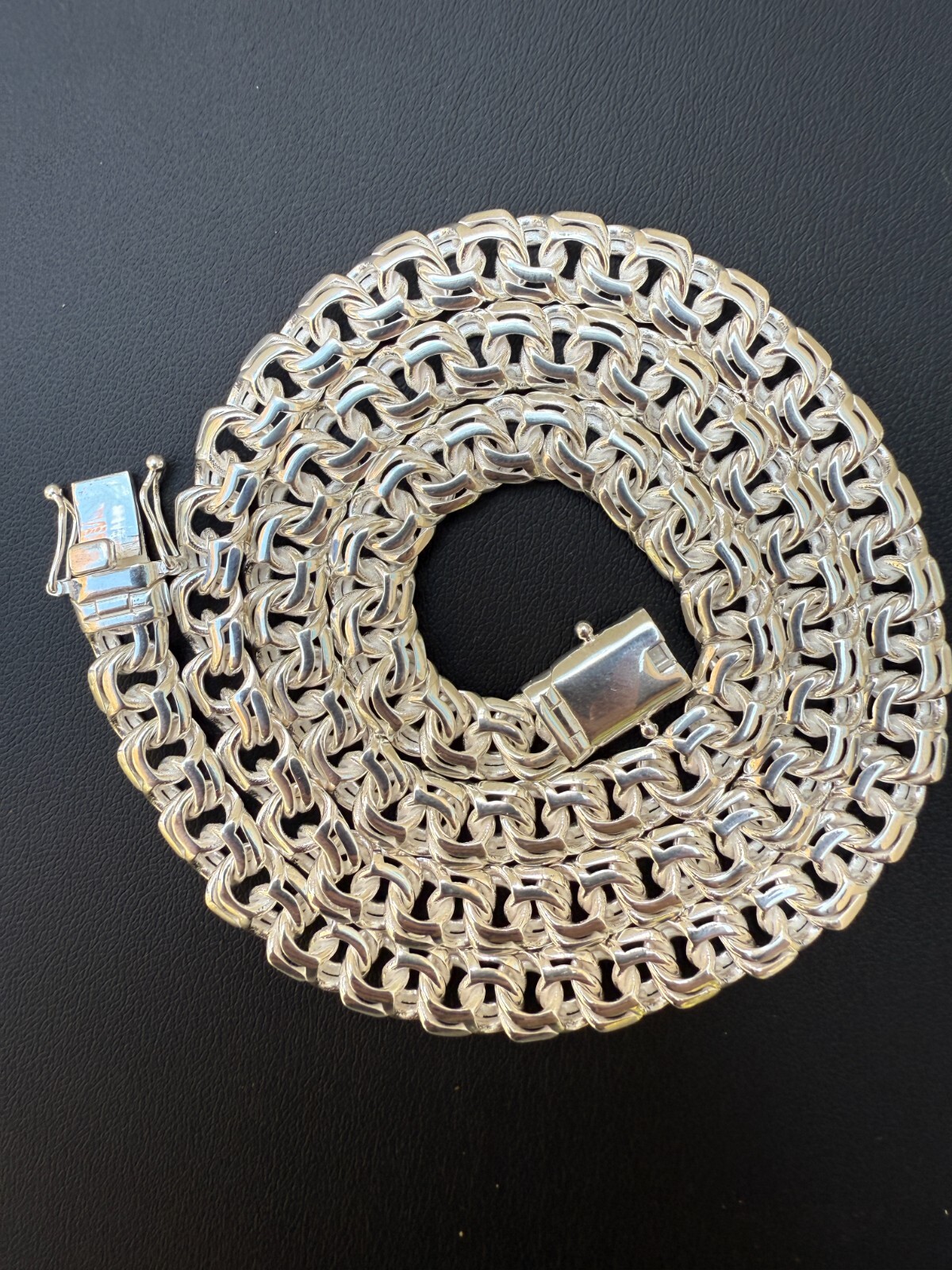 Real 925 Sterling Silver Handmade 9mm Cuban-Byzantine Chainmaille Chain Necklace