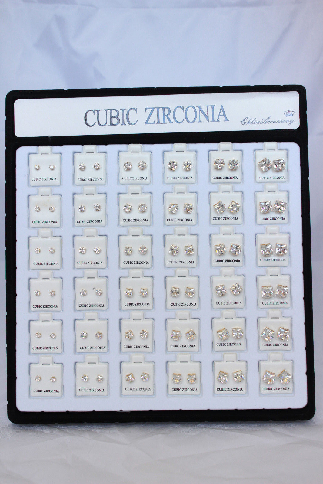 Wholesale Lot 36pcs Cubic Zirconia CZ Earrings Wedding Square Stud GOLD Jewelry