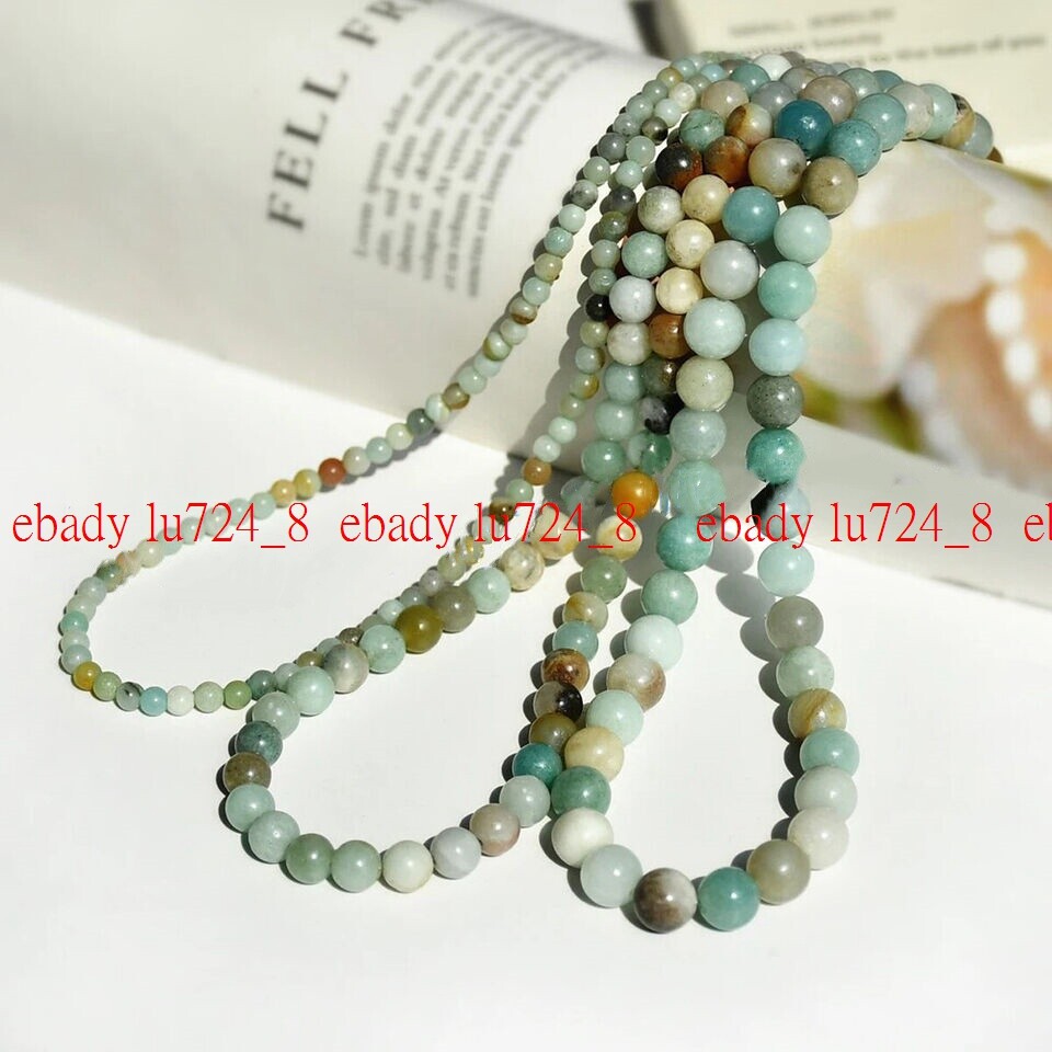 Natural Multicolor Amazonite Round Gemstone Beads Necklace 14-36” 6/8/10/12mm