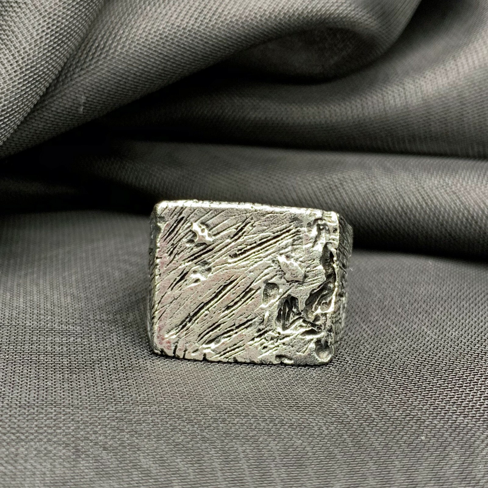 925 Sterling Silver Solid Men’s Ring. Heavy and Stylish. Moon Surface. No Stone