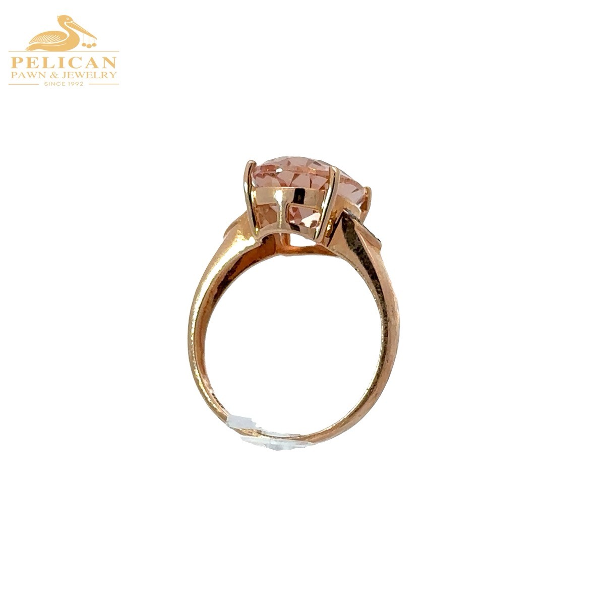 10K Rose Gold Morganite & Champagne Diamond Oval Ring .012 CTW (PBR119582)
