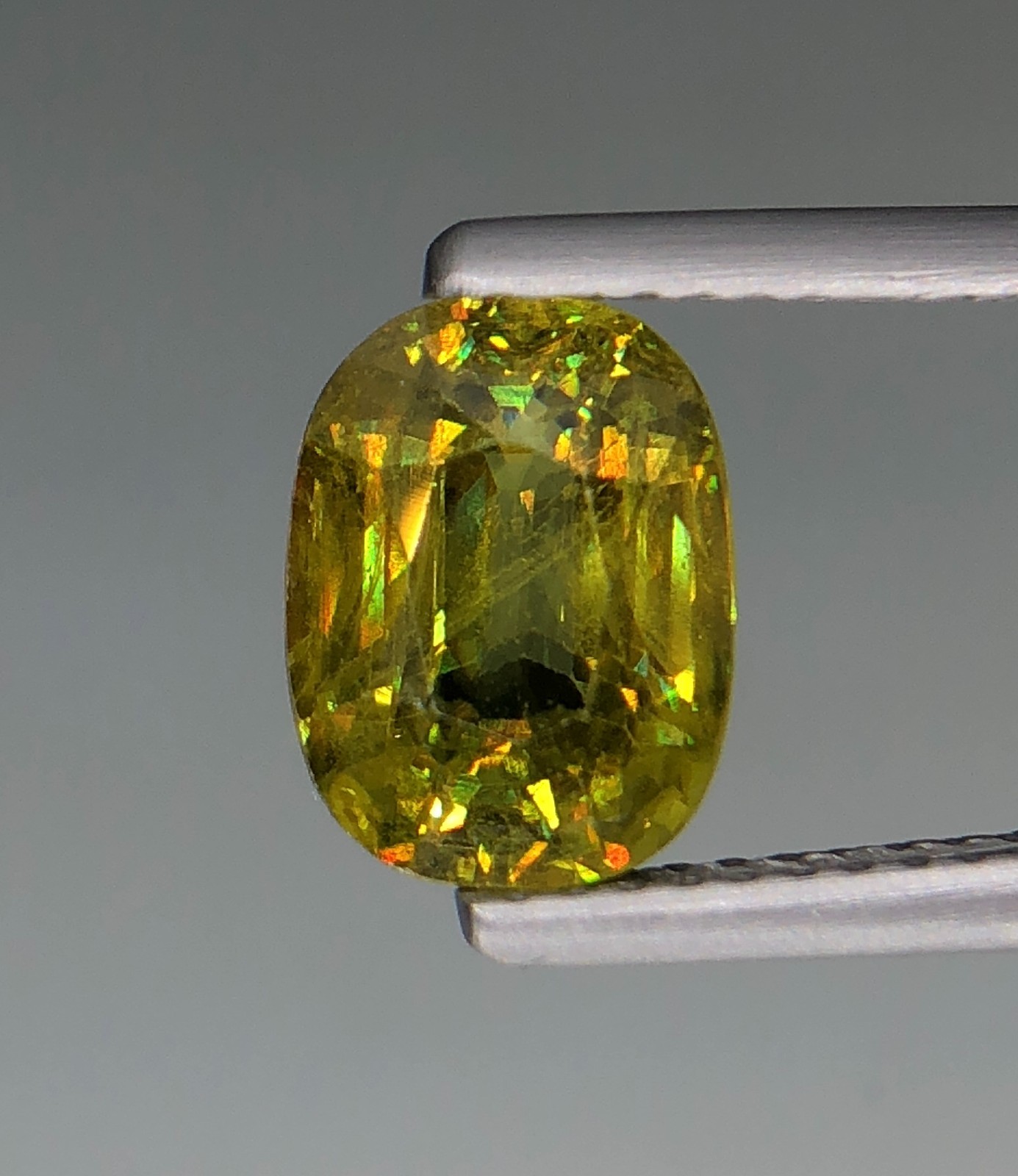 2.38 Ct Natural Faceted Full Fire Sphene / Titanite Cushion Cut Loose Gemstone
