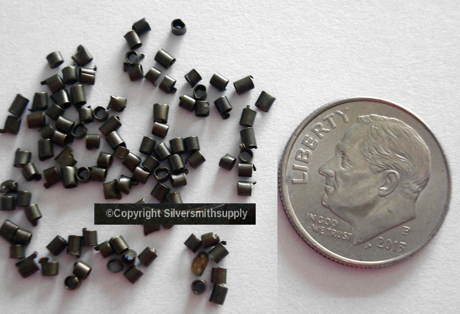 Antique bronze plated 1.5x1mm tube crimp beads 100pcs crimping findings fps126