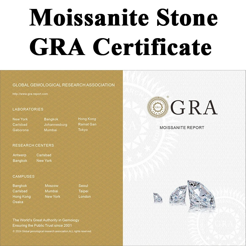 D Color Round Cut Moissanite Stone 0.1CT-12CT w/ Report for Jewelry Making