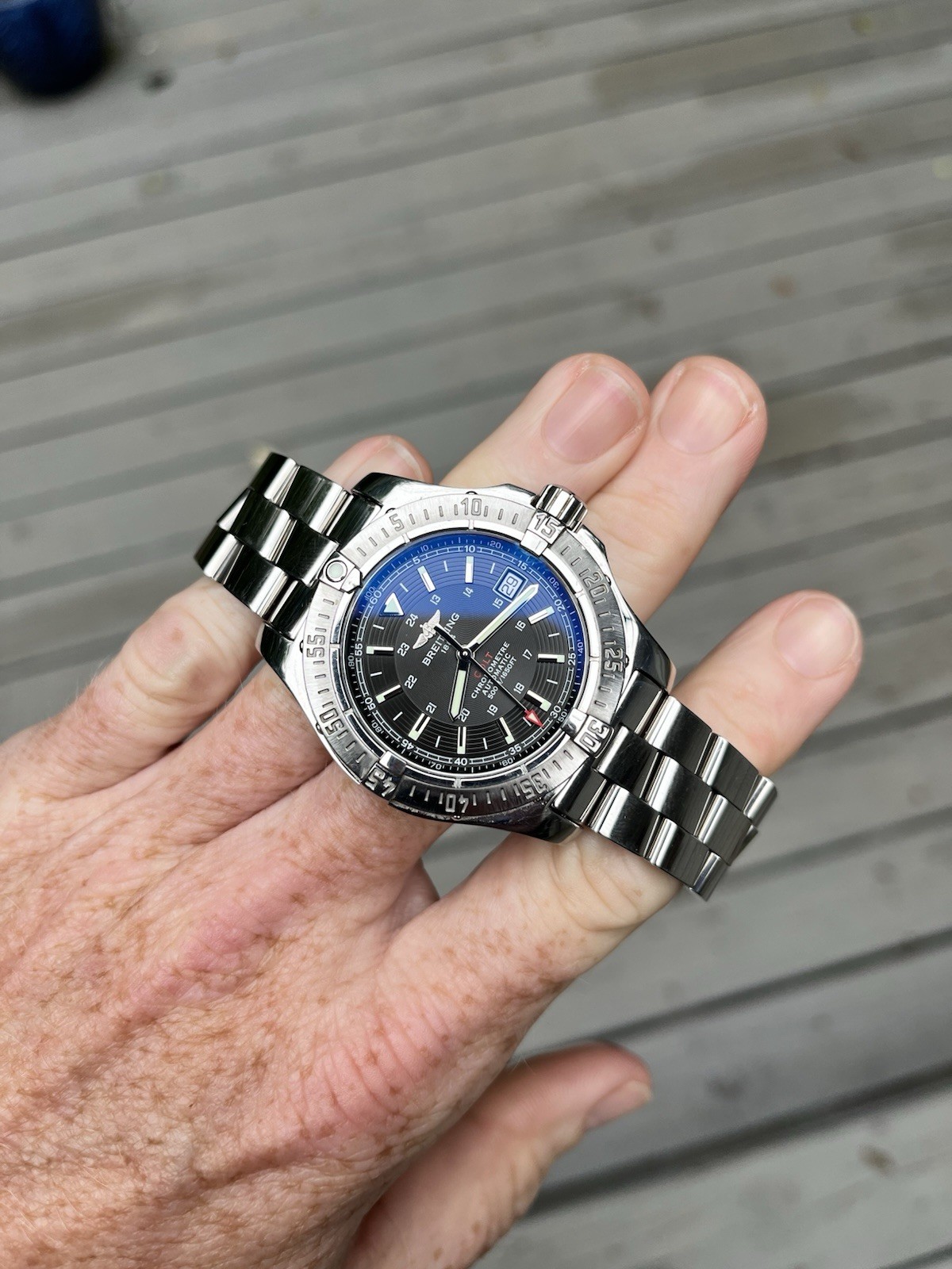 🔥🔥Breitling A17380 Swiss Chronometer Automatic Steel Black Dial Watch