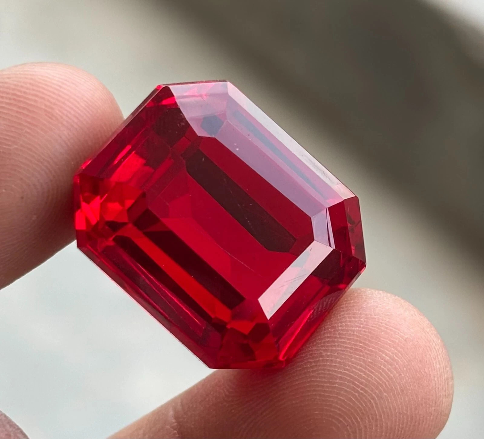 Emerald Cut 98+ Ct Blood Red Ruby Mozambique Natural Gemstone For Pendant Making