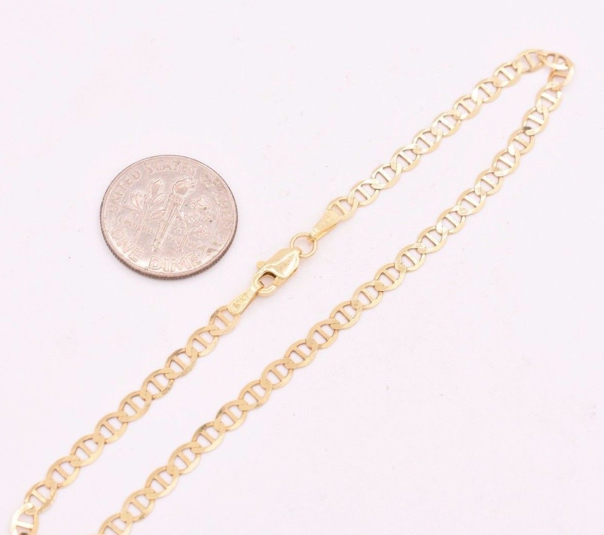 Solid Mariner Anchor Gucci Link Chain Bracelet Real 10K Yellow Gold ALL SIZES