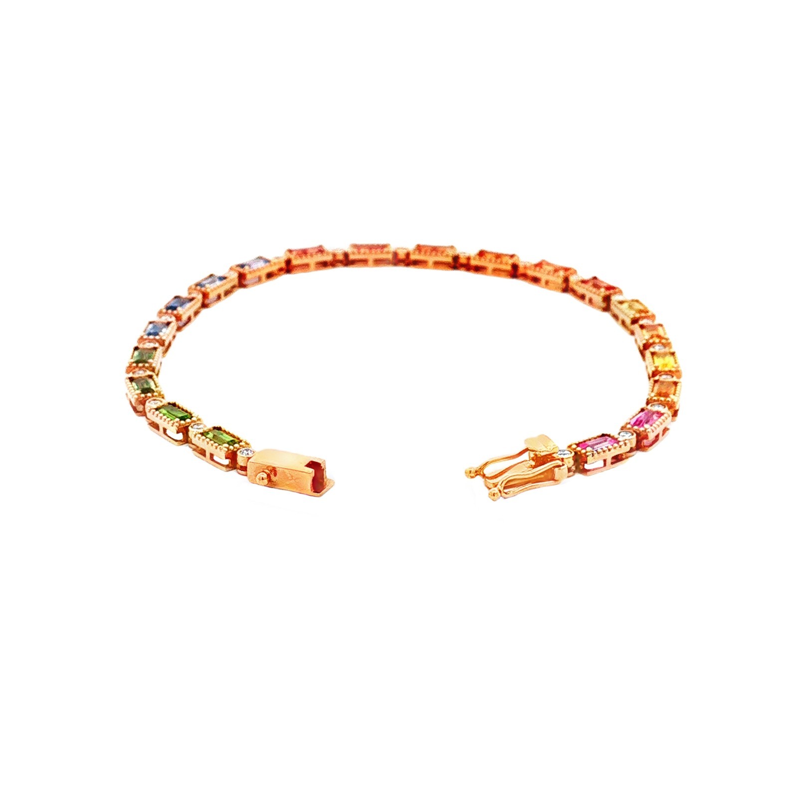 18K Rose Gold Natural Diamond And Sapphire Bracelet HX0037