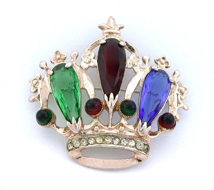 Crown Gold Wash Solid Sterling Vintage 1 9/10 Inch Pin Brooch EBS6663/41923