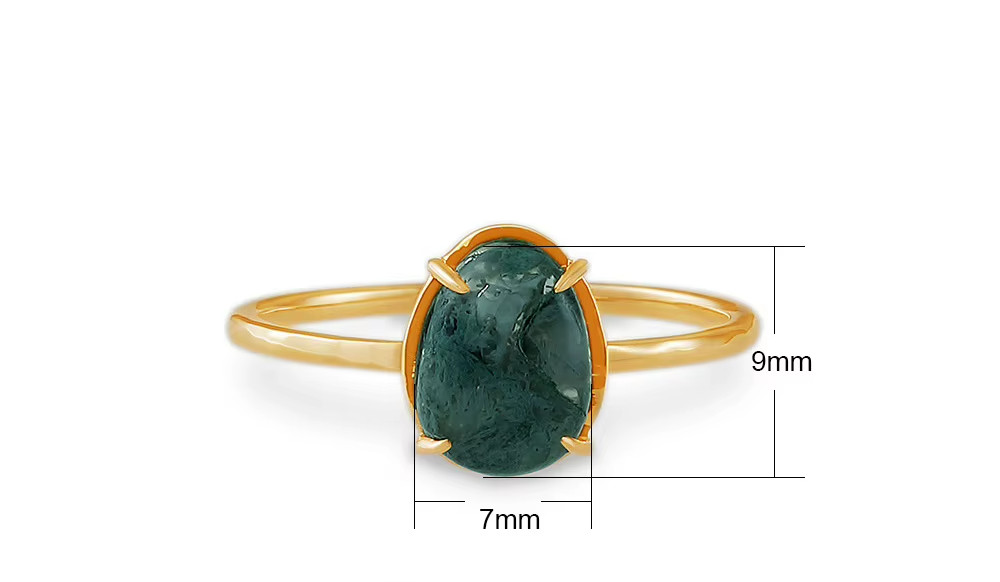 Moss Agate 7x9mm Natural Gemstone Sterling Silver Ring Size 5-8 Gift YG
