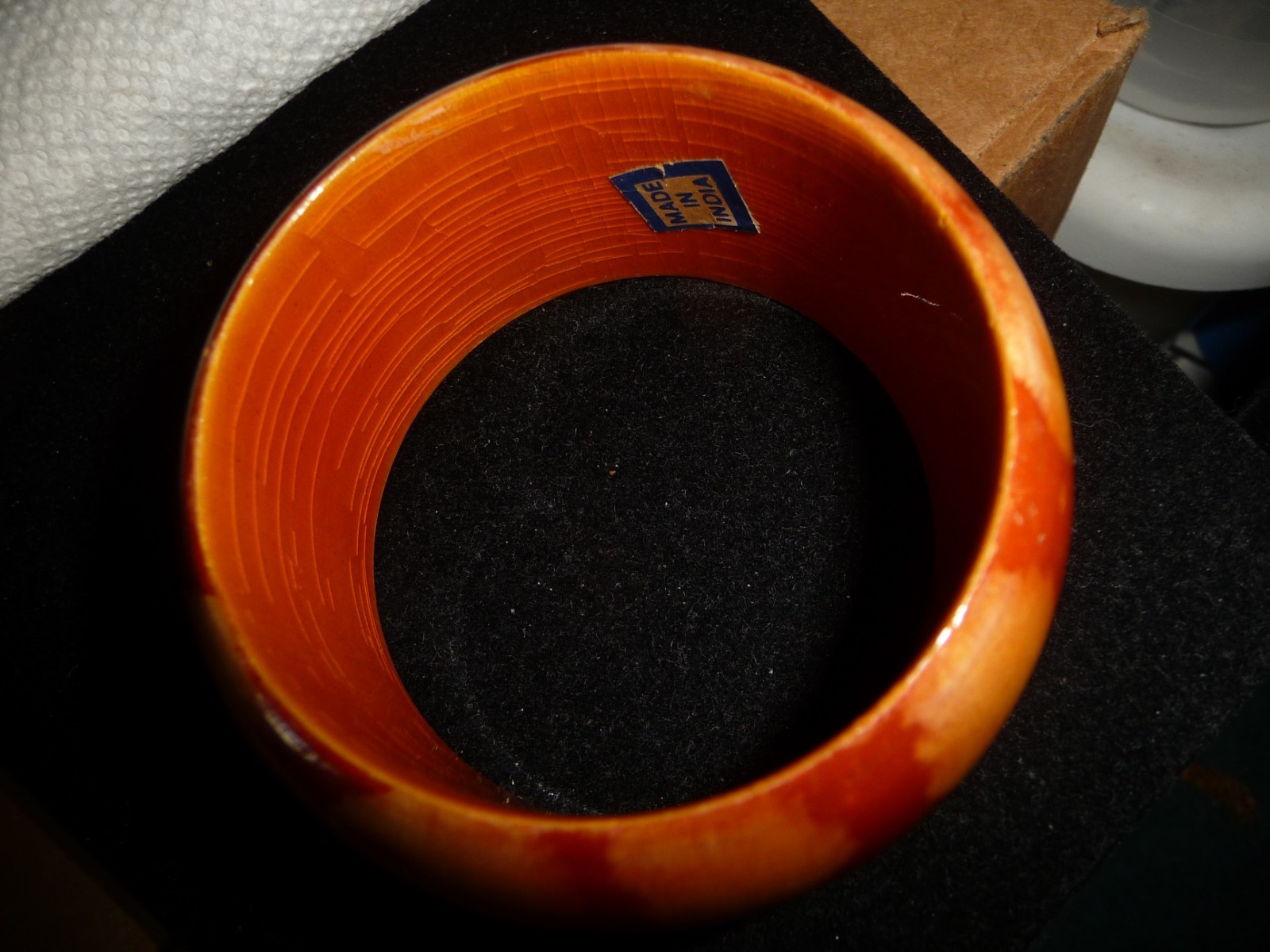 1 1/2” W BUTTERSCOTCH MABILIZED BANGLE INDIA BRACELET #29/26