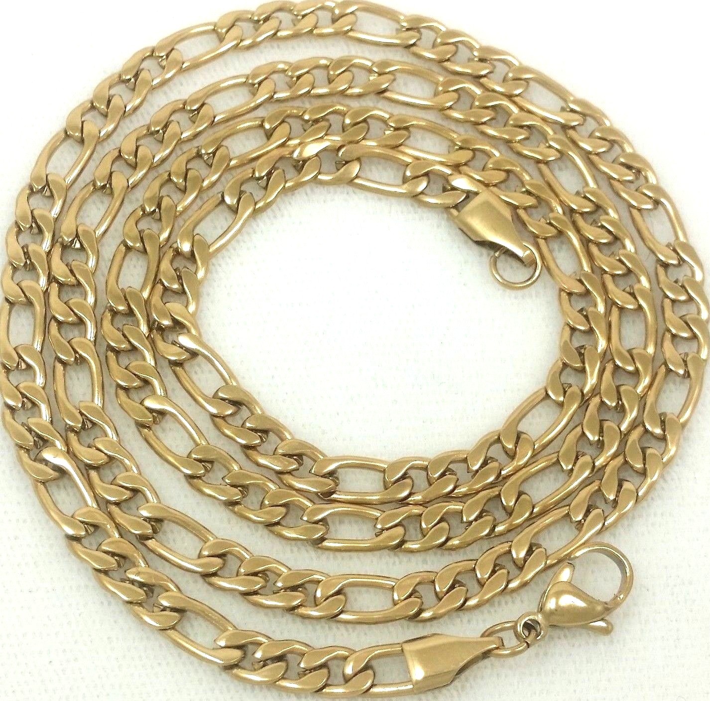 10k Gold Clad Stainless Steel 316L Figaro Link Chain Necklace Stamped