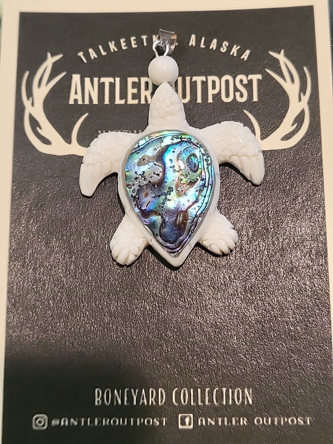 HANDMADE CARVED WATER BUFFALO BONE TURTLE ALASKA BONEYARD COLLECTION