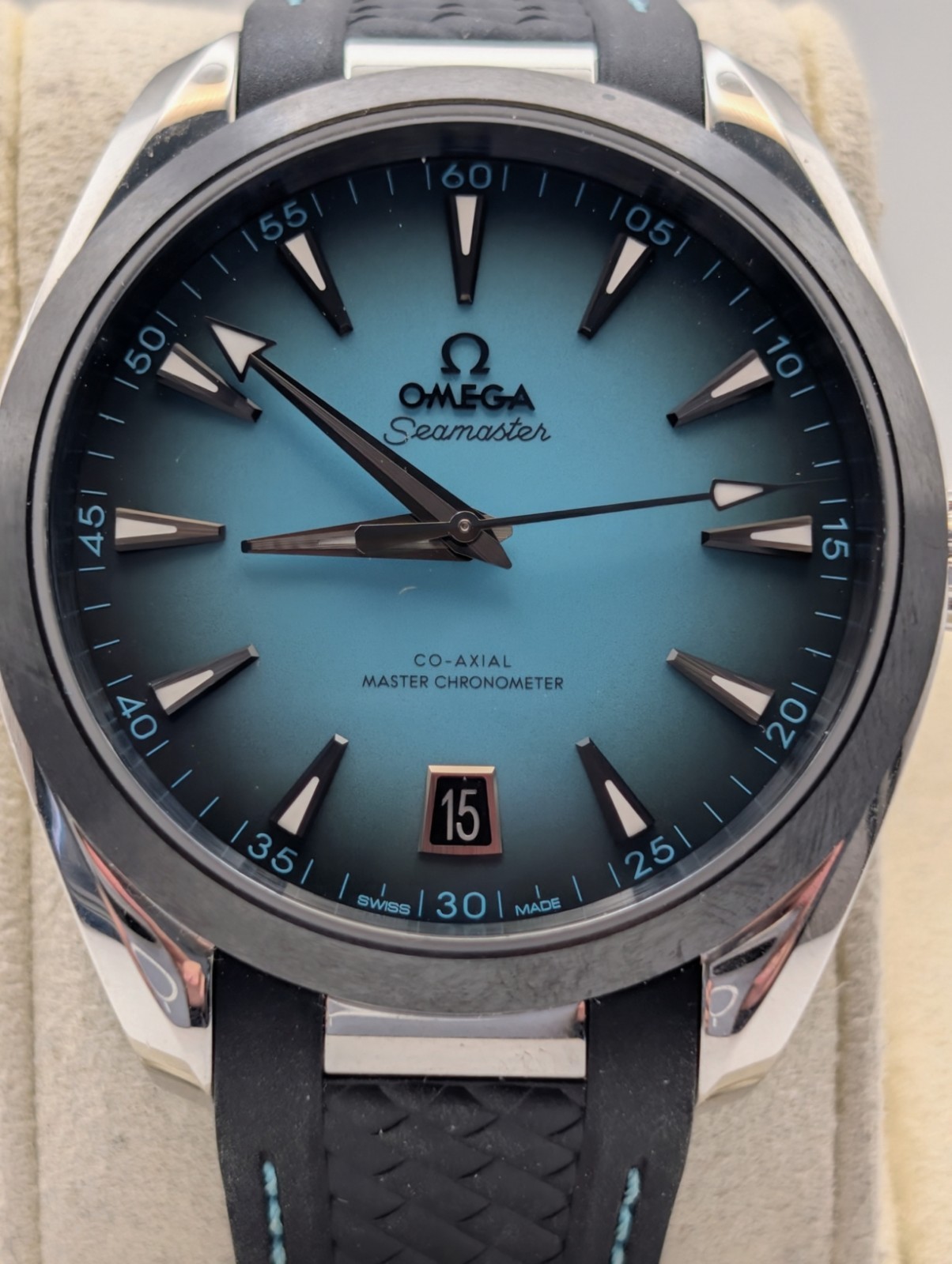 OMEGA Seamaster Aqua Terra 41mm Turquoise Black Steel Watch 220.32.41.21.03.001