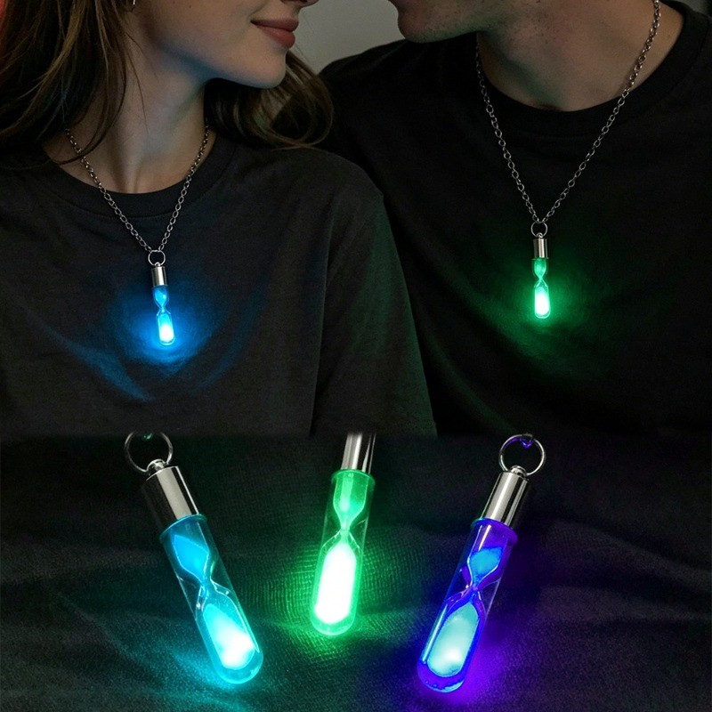3Pcs Hourglass Bottle Pendant Necklaces Luminous Couple Friendship Jewelry Gift