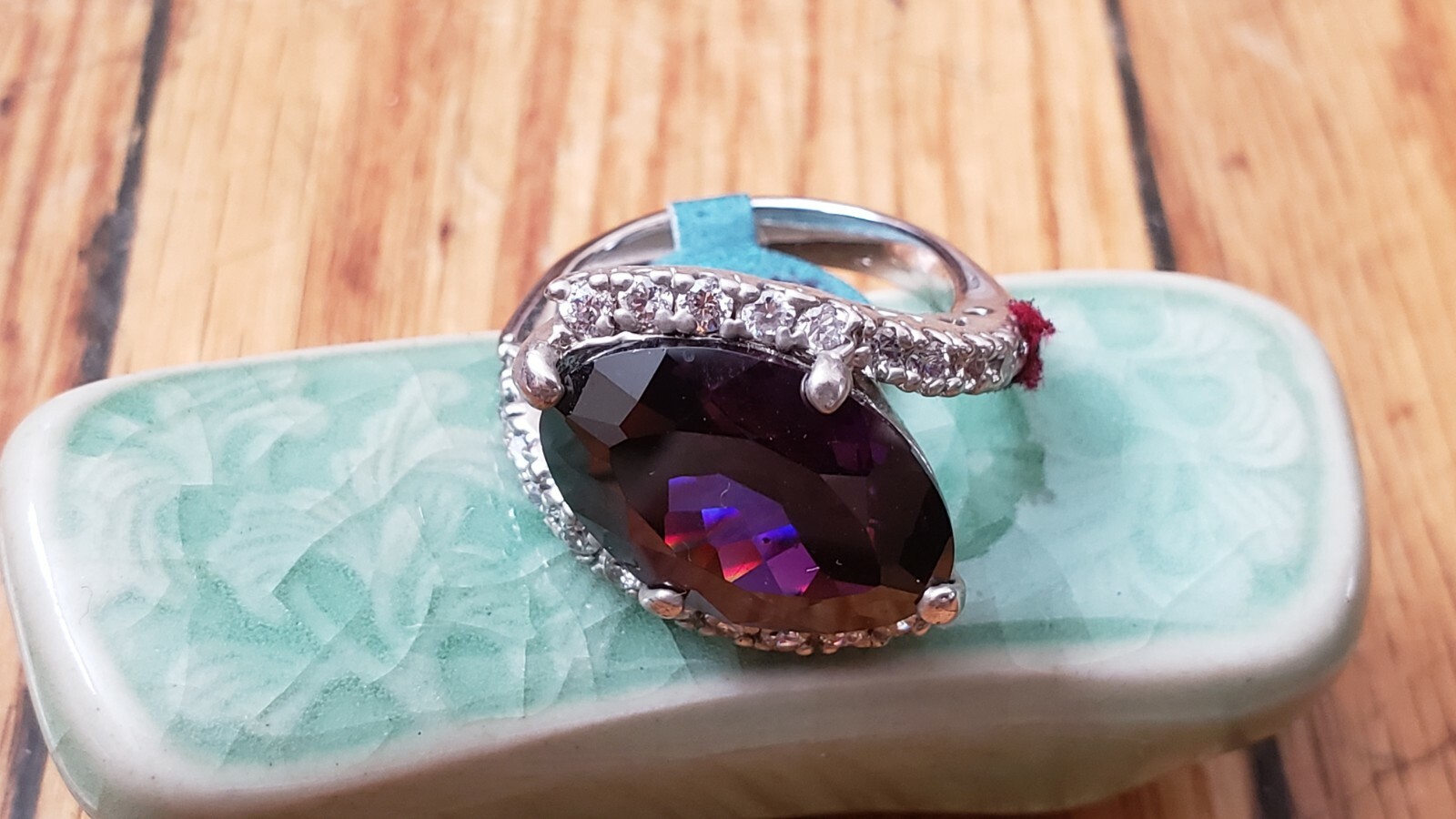 Sterling Silver 925 CRYSTAL RING #7, 8.8 grams-AMETHYST