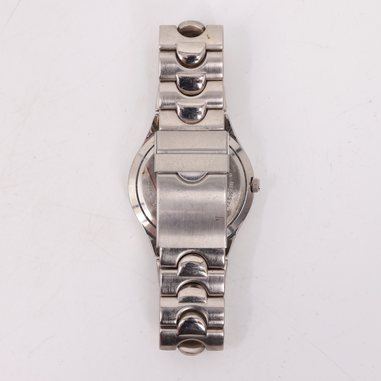 Sharp Blue Dial Quartz Watch 100FT Water Resist Silver Tone Band Battery 377