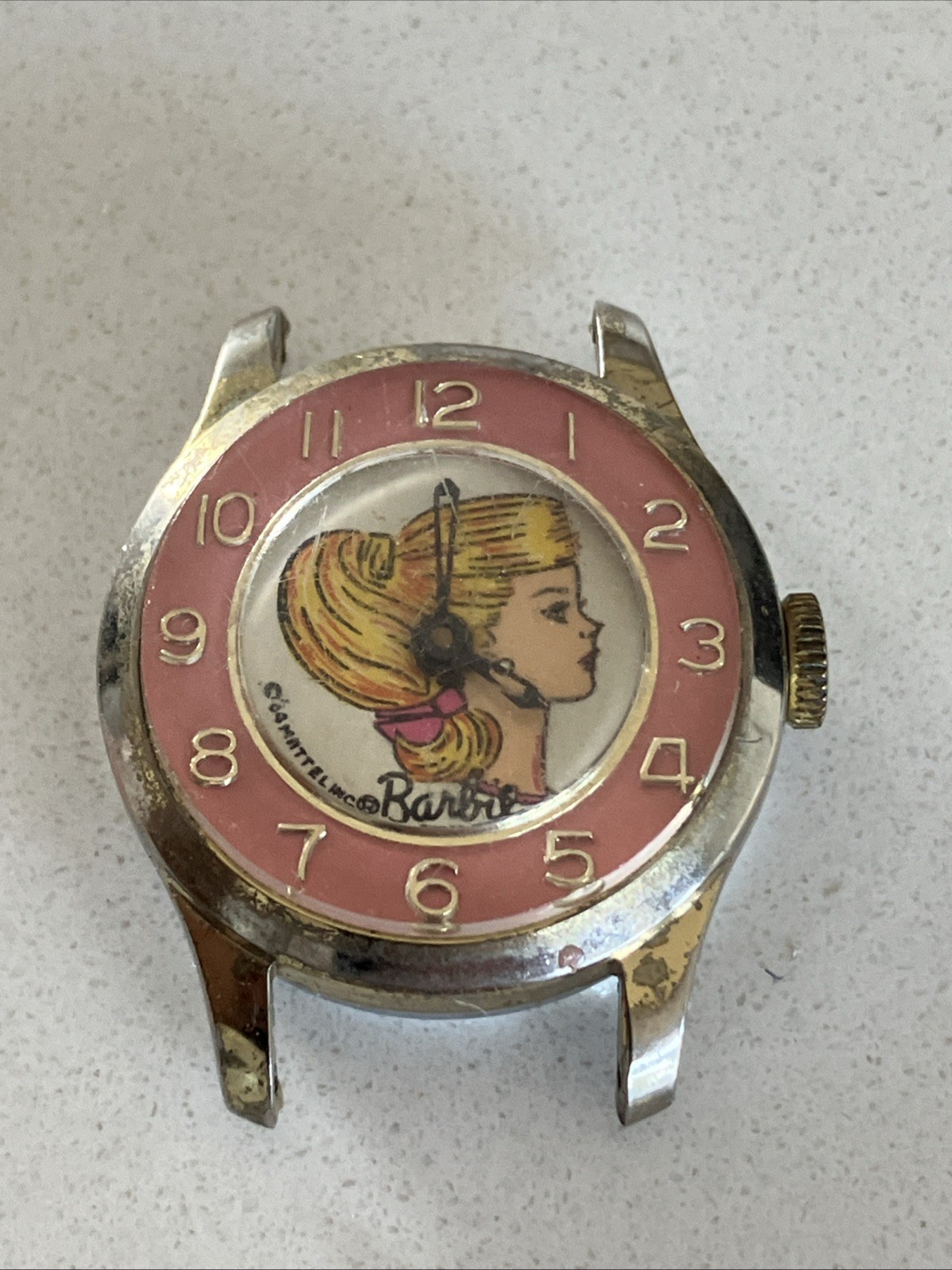 vintage 1963–1964 Swiss-made mechanical Barbie wristwatch case(needs Battery)