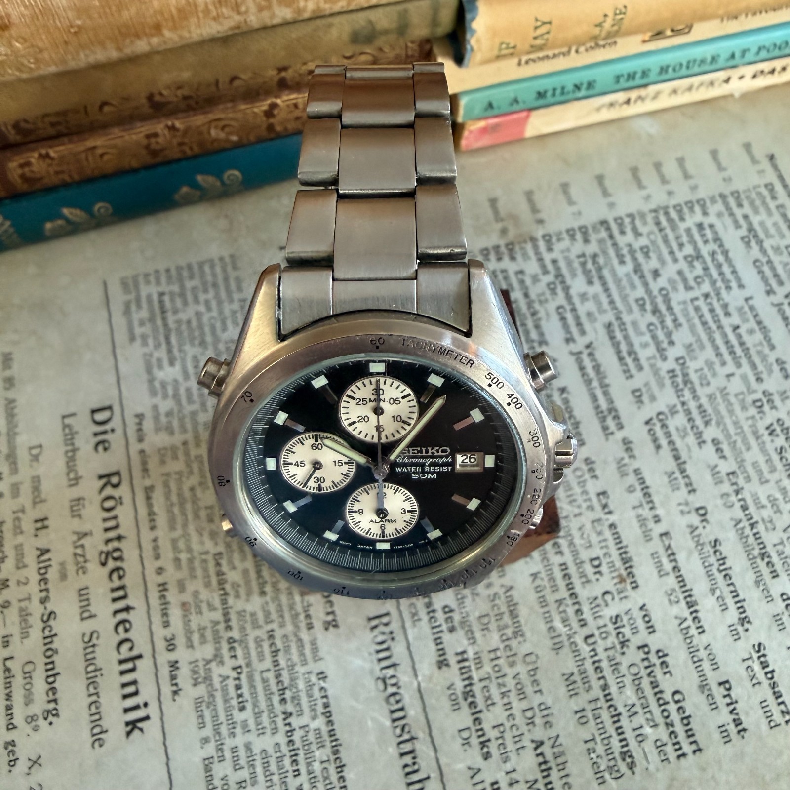 Vintage Seiko 7T32-7F80 Reverse Panda Chronograph Alarm SDWE01P1 Quartz 1991
