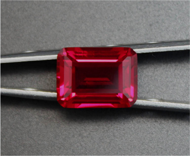 Top Lab-Created Emerald Cut Pigeon Blood Red Ruby AAAA+ Loose Gemstone 5X7mm