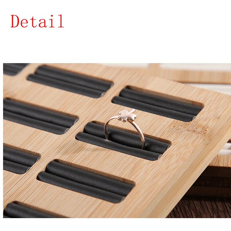 Bamboo 15 Grid Rings Storage Tray Jewelry Display Rack Organizer Shelf Showcase